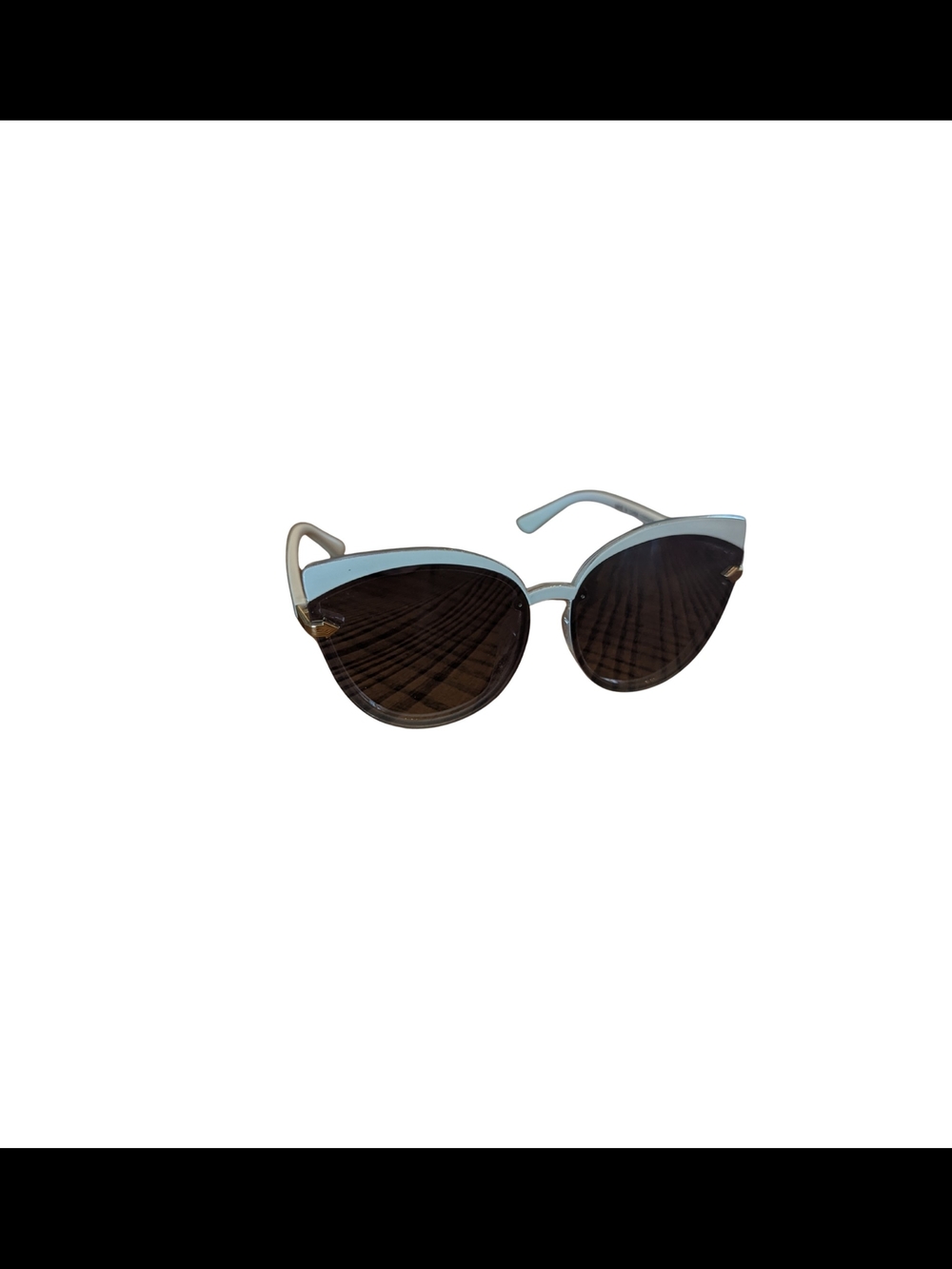 EUC Loft Womens White Gold Cat Eye Plastic Sunglasses UV400